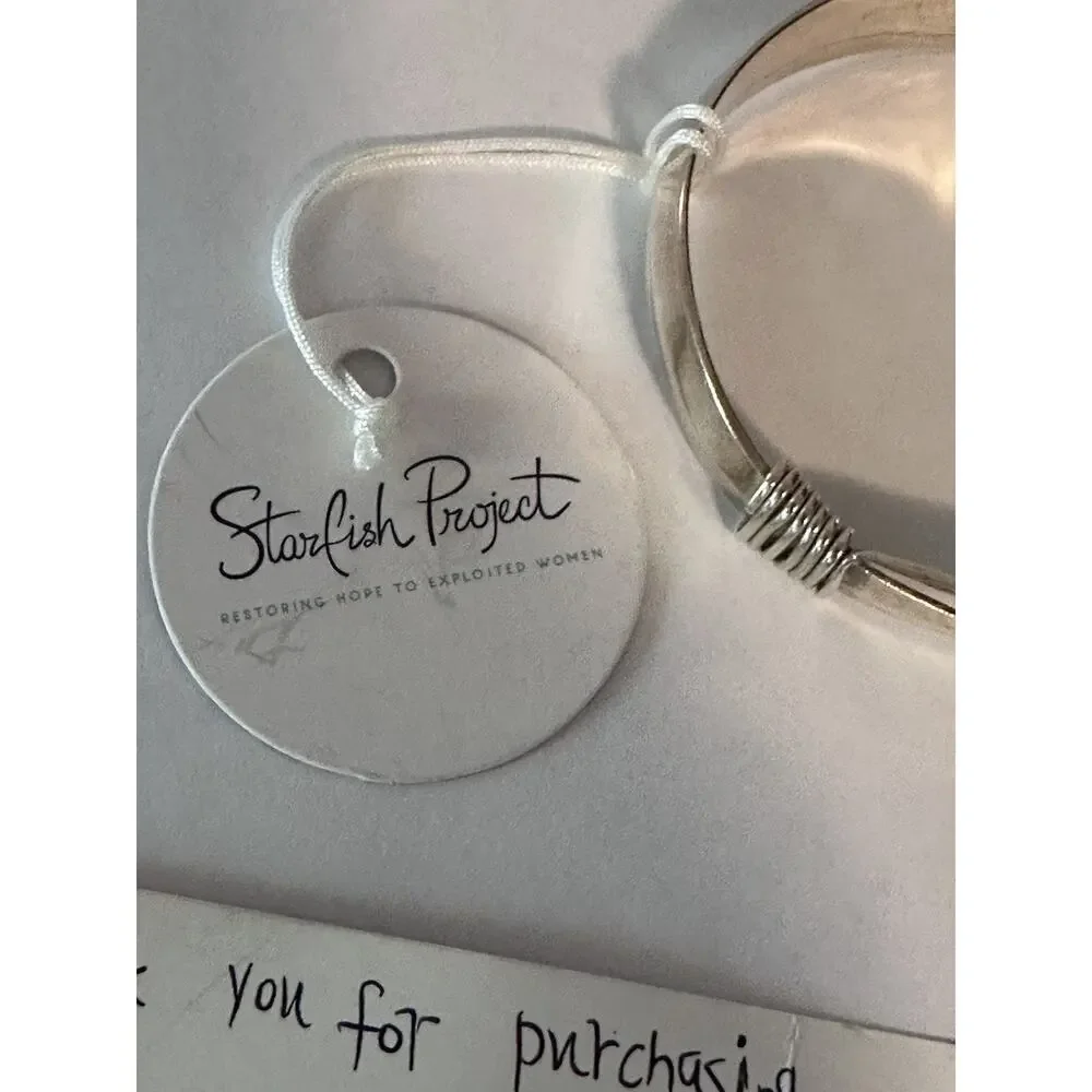Starfish Project Silver Cuff Bangle Bracelet Adjustable NWT